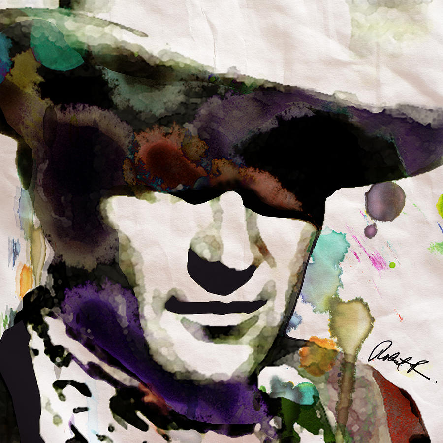 900x900 John Wayne Watercolor Pop Art Painting By Robert R Giant Cowboy - Pop Art Watercolor