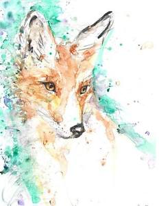 232x300 Me Art Original Watercolour Print New Signed Pop Art Abstract Fox - Pop Art Watercolor