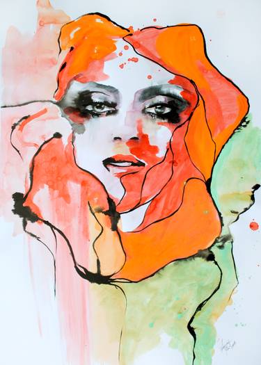 375x525 Original Pop Art Portrait Watercolor Paintings For Sale Saatchi Art - Pop Art Watercolor