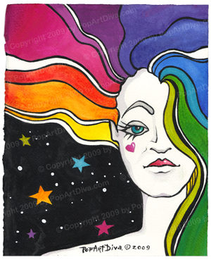 300x372 The Original Art Of Popartdiva Original Miniature Pop Art Diva - Pop Art Watercolor