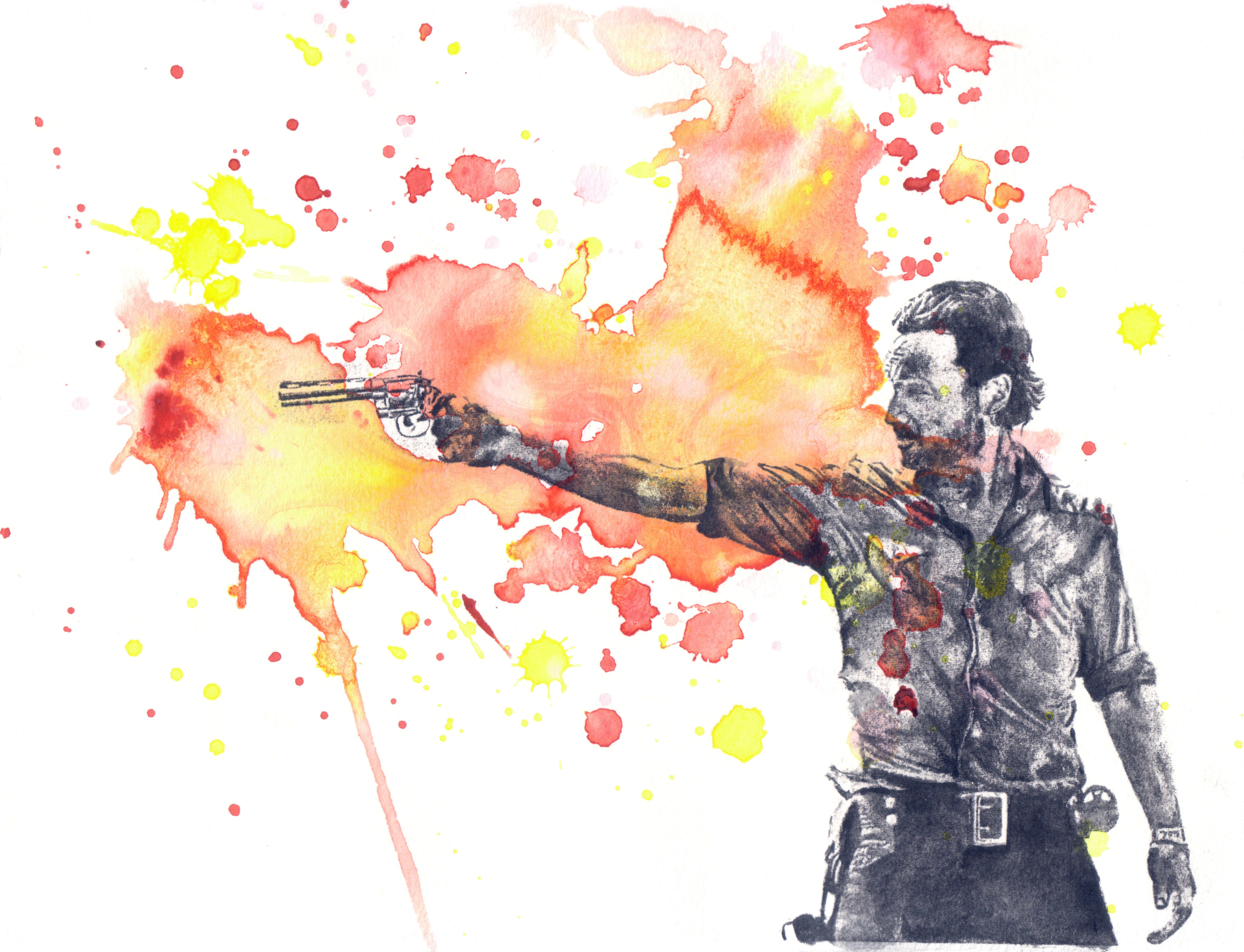 6667x5104 Walking Dead Art Watercolor Painting Rick Grimes Isabelle - Pop Art Watercolor
