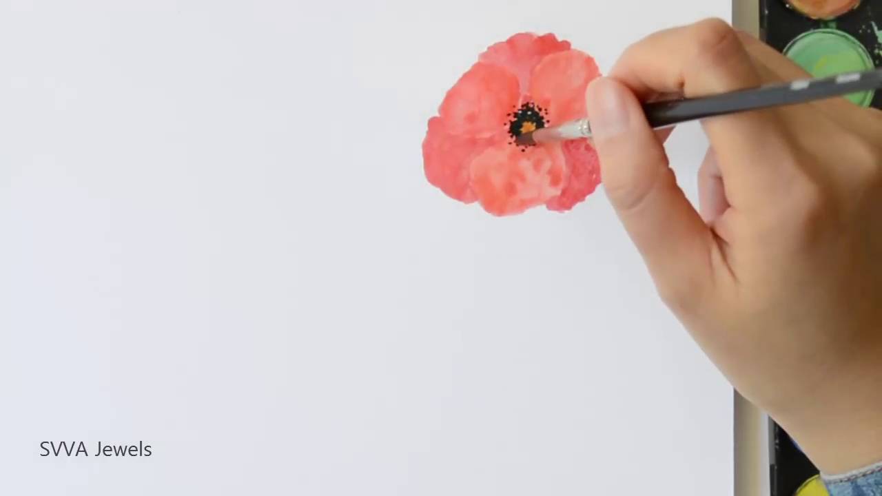 1280x720 How To Paint Poppy Flower In Watercolor - Poppy Flower Watercolor