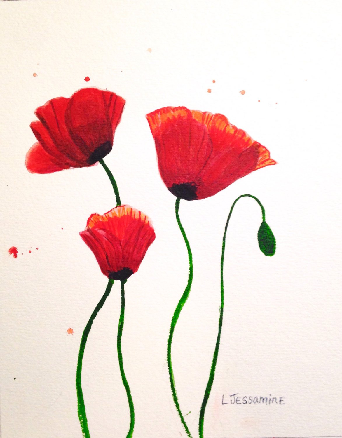 1172x1500 Red Poppy Original Watercolor Painting, Flower Painting, Red - Poppy Flower Watercolor