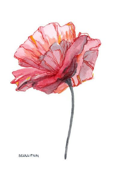 380x570 Watercolor Poppy By Sandraculliton More Stuff I Like - Poppy Flower Watercolor