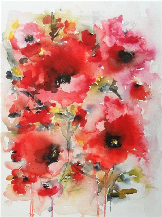 524x700 Karin Johannesson Art - Poppy Paintings Watercolor