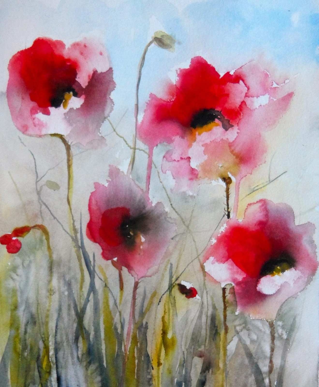 1319x1600 Poppy Flower Painting Lovely Karin Johannesson Contemporary - Poppy Paintings Watercolor