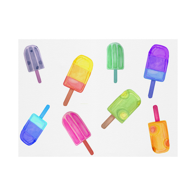 630x630 Fun Colorful Popsicle Watercolor Print - Popsicle Watercolor