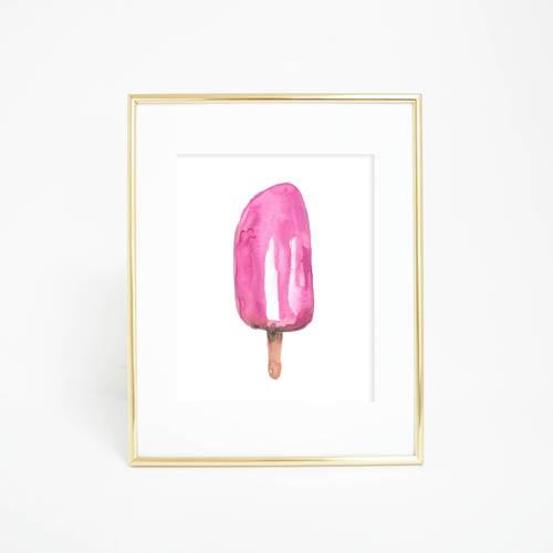 500x500 Pink Watercolor Popsicle Art Print Jetty Home - Popsicle Watercolor