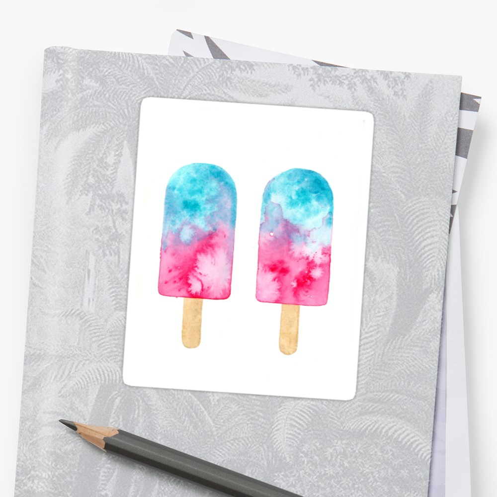 1000x1000 Popsicle Watercolor Painting Stickers By Joczech Redbubble - Popsicle Watercolor
