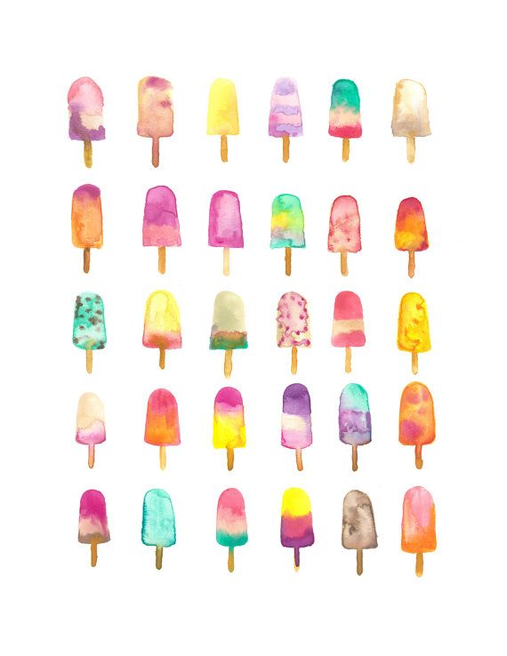 570x738 Popsicle Watercolor Print (8.5 X 11) Watercolor - Popsicle Watercolor