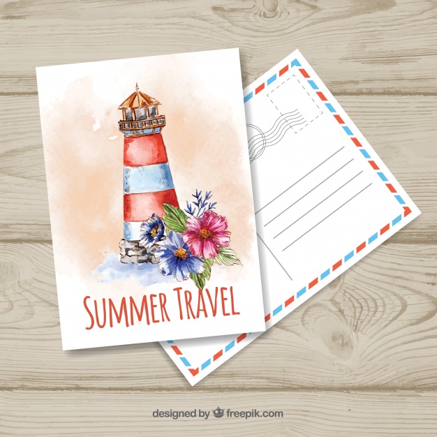 626x626 Travel Postcard Template With Watercolor Landscape Vector Free - Postcard Watercolor