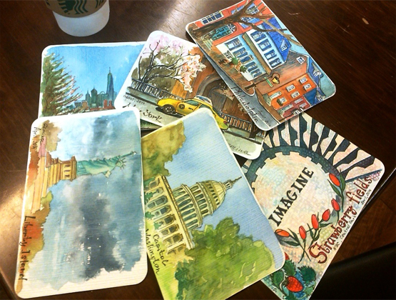 555x420 Greetings From Abroad On Watercolour Postcards - Postcard Watercolor