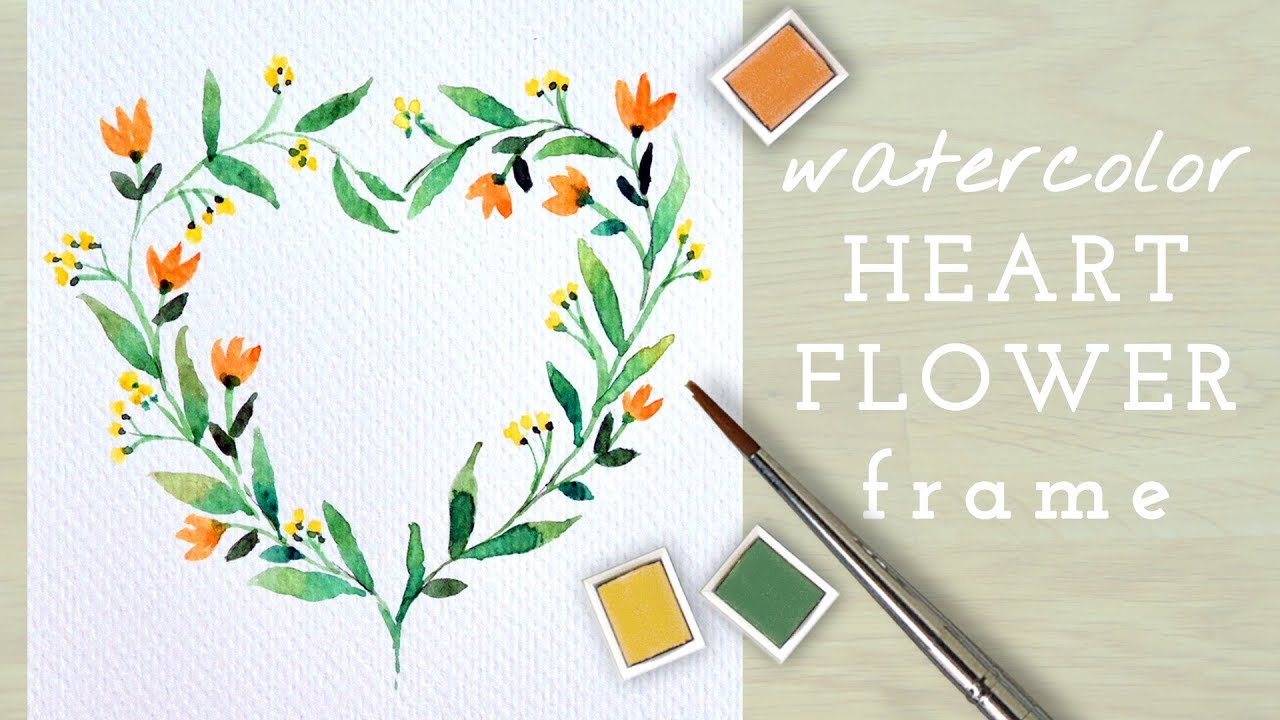 1280x720 Heart Shaped Flower Frame Or Wreath Postcard - Postcard Watercolor