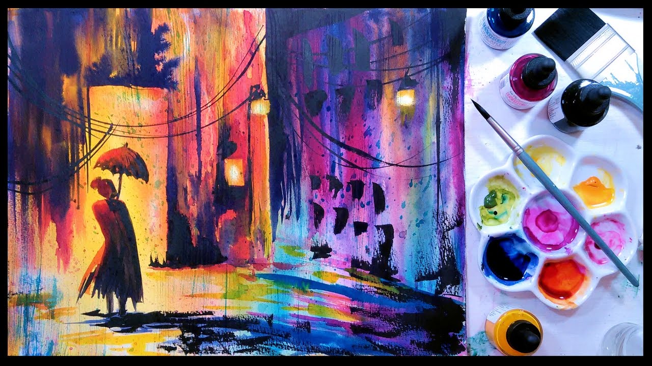 1280x720 Live! Watercolor Paint Pouring Abstract Cityscape 1230pm Et 512 - Pouring Watercolor