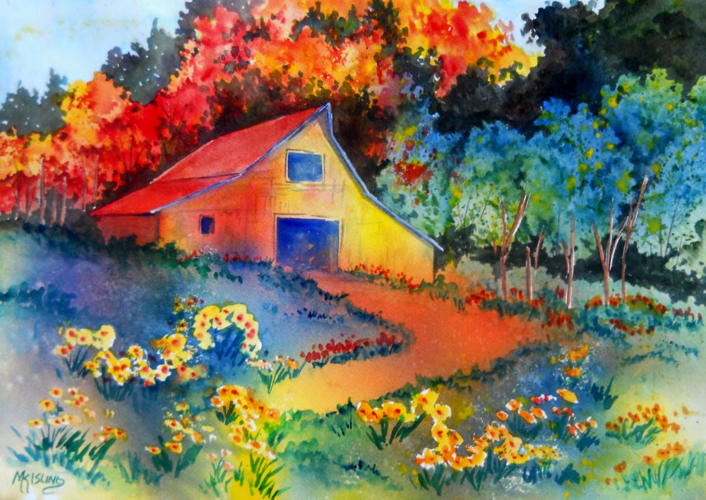 1000x708 Martha Kisling Art With Heart Pouring Watercolor Paint And A Barn - Pouring Watercolor