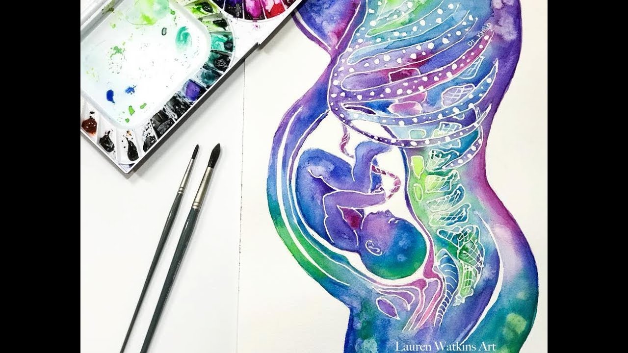 1280x720 Watercolor Tutorial - Pregnant Woman Watercolor