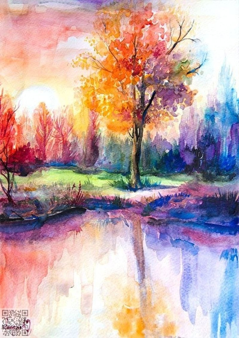 800x1131 Watercolor Painting Of Nature Pretty Watercolor Landscape Painting - Pretty Watercolor