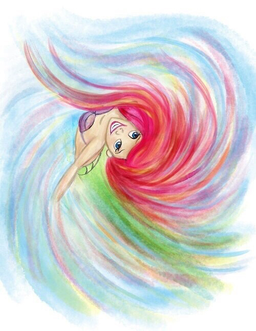 500x647 Ariel, Beautiful, Mermaid, Painting, Pretty, Watercolor - Pretty Watercolor