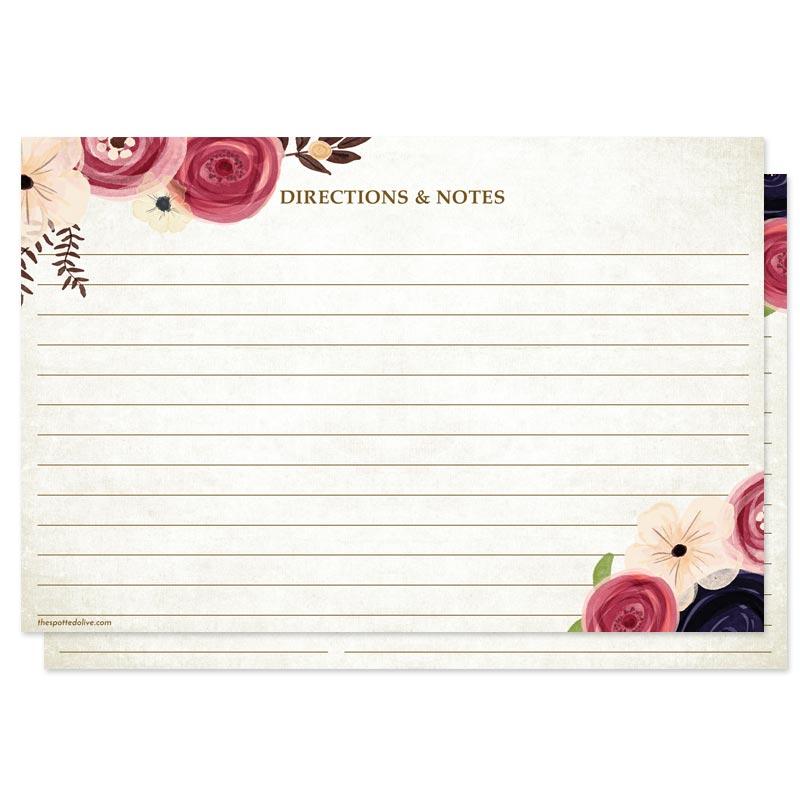 800x800 Personalized Recipe Cards - Pretty Watercolor Flowers