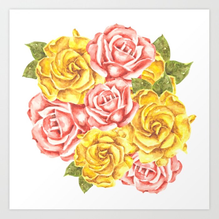 700x700 Pretty Watercolor Flowers Art Print By Erika Lancaster Society6 - Pretty Watercolor Flowers