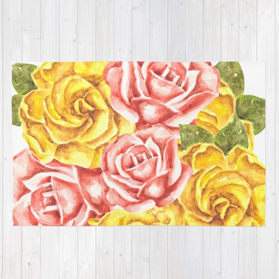550x550 Pretty Watercolor Flowers Rug By Erika Lancaster Society6 - Pretty Watercolor Flowers