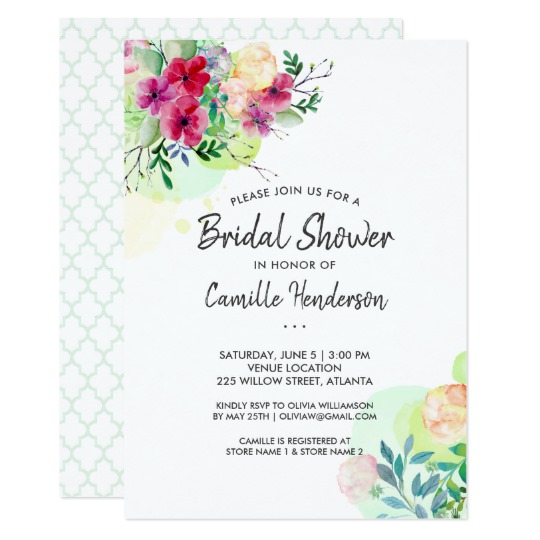 540x540 Romantic Watercolor Flowers Amp Cross Bautizo Invitation - Pretty Watercolor Flowers