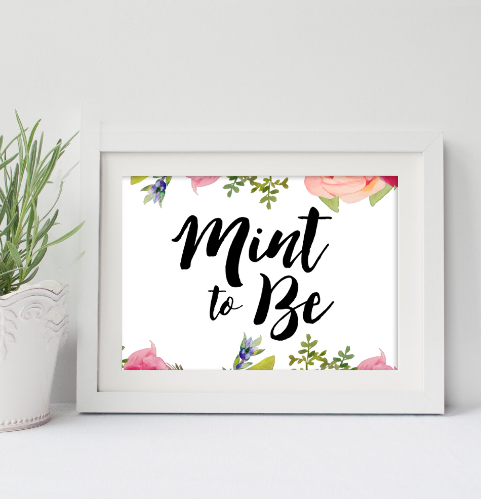 950x987 Wedding Sign 5x7 Mint To Be Pretty Watercolor Flowers Printable - Pretty Watercolor Flowers