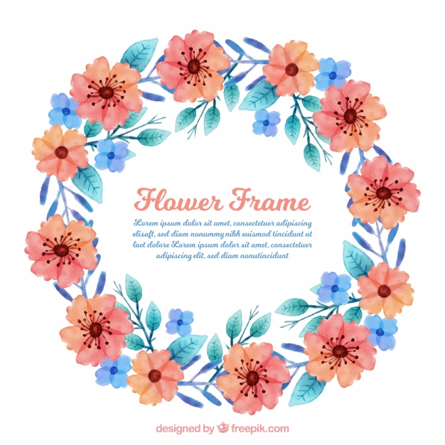 626x626 Wreath Of Pretty Watercolor Flowers Vector Free Download - Pretty Watercolor Flowers