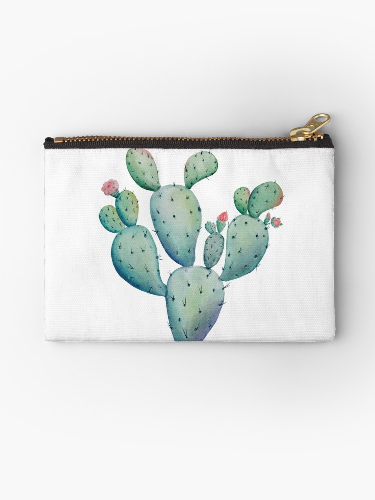750x1000 Prickly Pear Watercolor Desert Cactus Studio Pouches By - Prickly Pear Watercolor