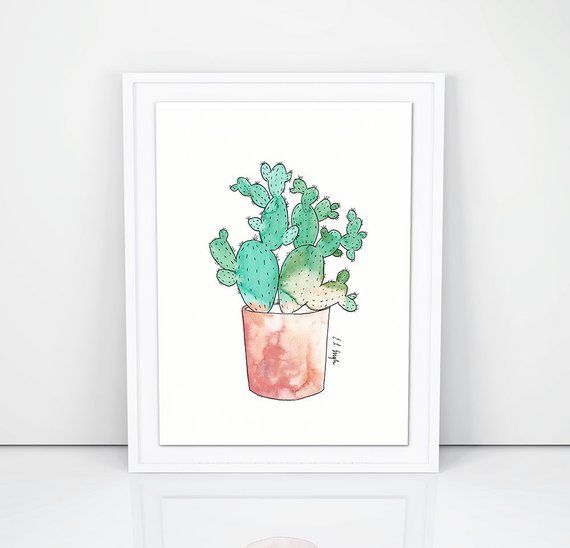 570x548 Prickly Pear Watercolor Original Watercolor Painting Etsy - Prickly Pear Watercolor