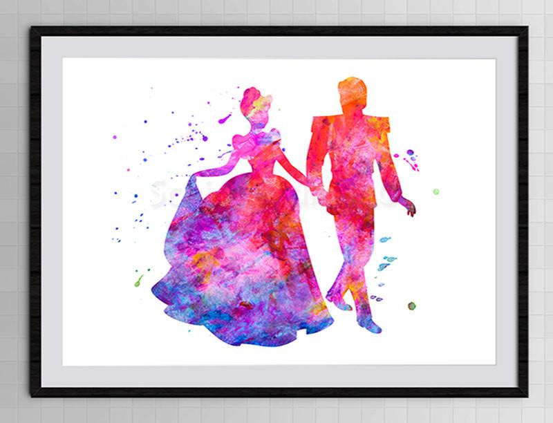 800x612 Cinderella Prince Charming Watercolor Art Print Giclee Home Decor - Prince Watercolor