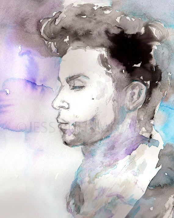570x713 Purple One Painting, Portrait Of Man, Prince Print, Watercolor - Prince Watercolor