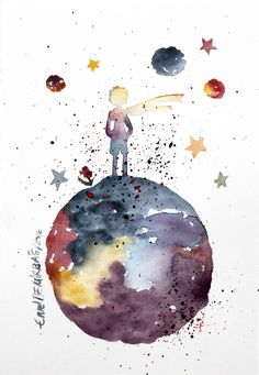 236x341 Little Prince 2 Watercolor Art Print Watercolor Art, Watercolor - Prince Watercolor