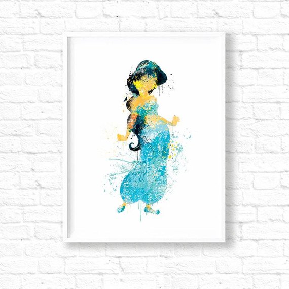 570x570 Disney Princess Jasmine Watercolor Nursery Art Printdisney Etsy - Princess Jasmine Watercolor