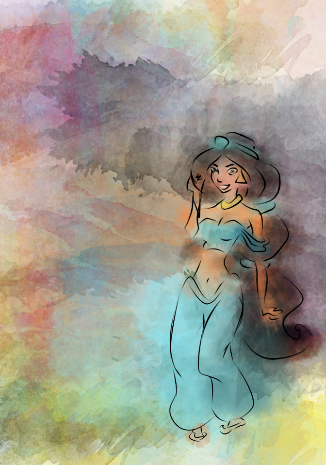 672x960 Jasmine Watercolor By Lizziefresh - Princess Jasmine Watercolor