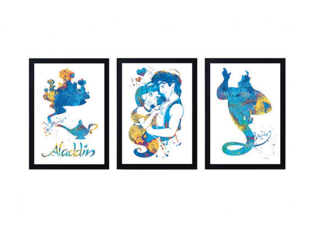 1024x768 Aladdin And Princess Jasmine Disney Watercolor Print Aladdin - Princess Jasmine Watercolor