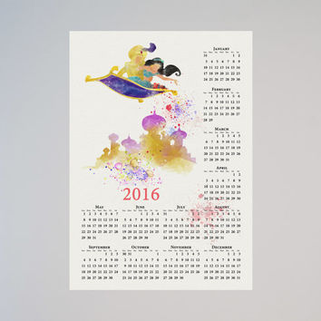 354x354 Princess Jasmine Aladdin Disney Calendar From Ladecor - Princess Jasmine Watercolor
