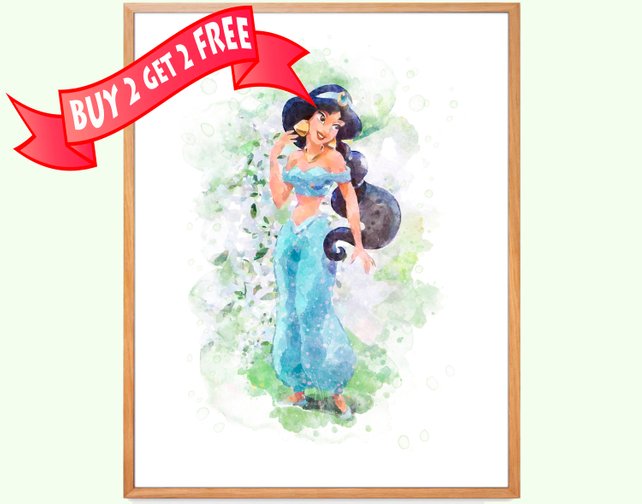 642x504 Princess Jasmine Art Jasmine Watercolor Print Aladdin Poster Etsy - Princess Jasmine Watercolor
