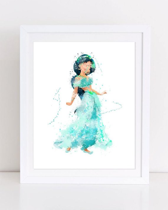 570x713 Princess Jasmine Watercolor Poster Disney Poster Aladdin Etsy - Princess Jasmine Watercolor