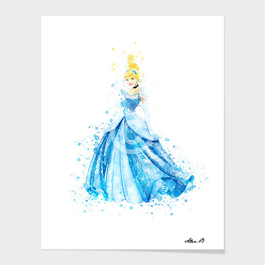 540x540 Cinderella Disney Princess Watercolor Art Print - Princess Watercolor