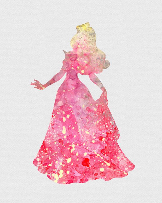 620x775 Princess Aurora Sleeping Beauty Watercolor Art Disney - Princess Watercolor