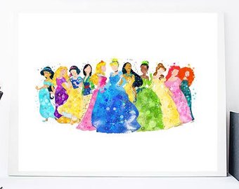 340x270 Princess Watercolor Etsy - Princess Watercolor