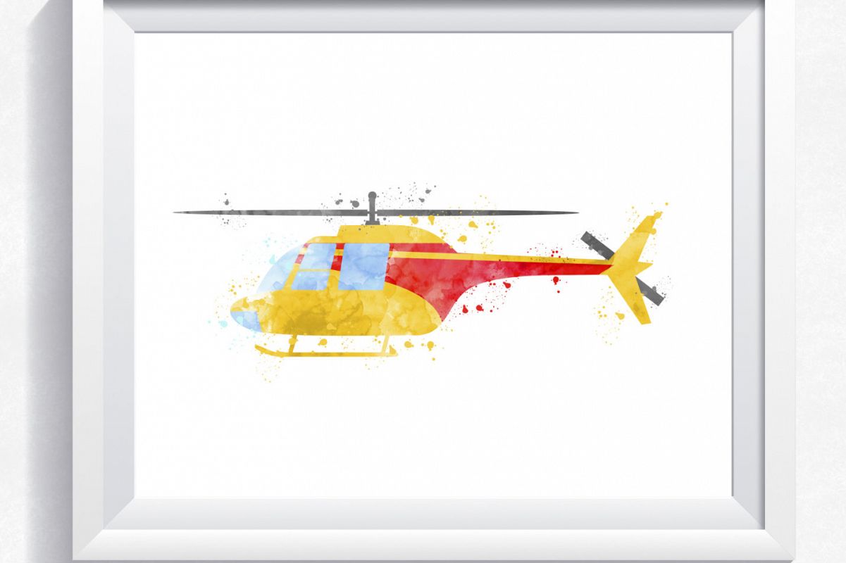 1201x800 Helicopter Printable, Watercolor Helicopter Print, Printable - Printable Watercolor Art