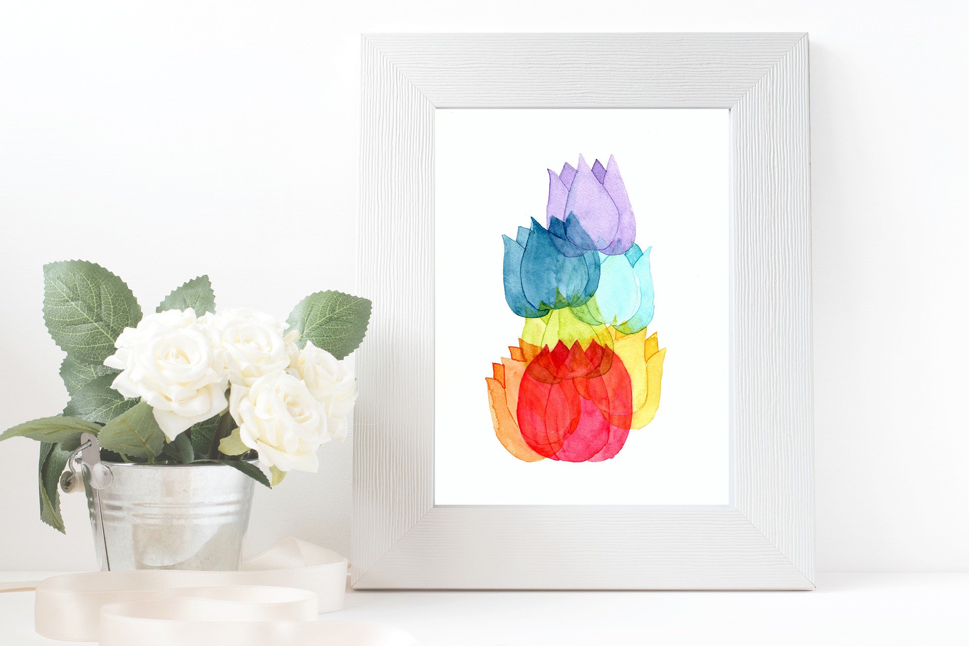 1920x1280 Layered Lotus Watercolor Printable Watercolor Art - Printable Watercolor Art