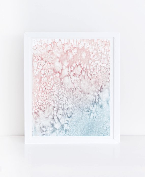 570x697 Pink Blue Wall Art Printable Watercolor Art Abstract Art Etsy - Printable Watercolor Art