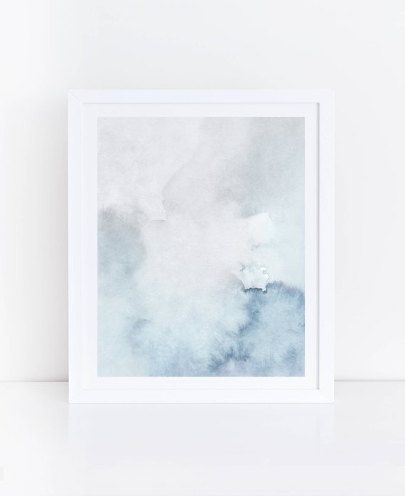570x697 Blue And Gray Wall Printable Watercolor Print Abstract Art Etsy - Printable Watercolor Art