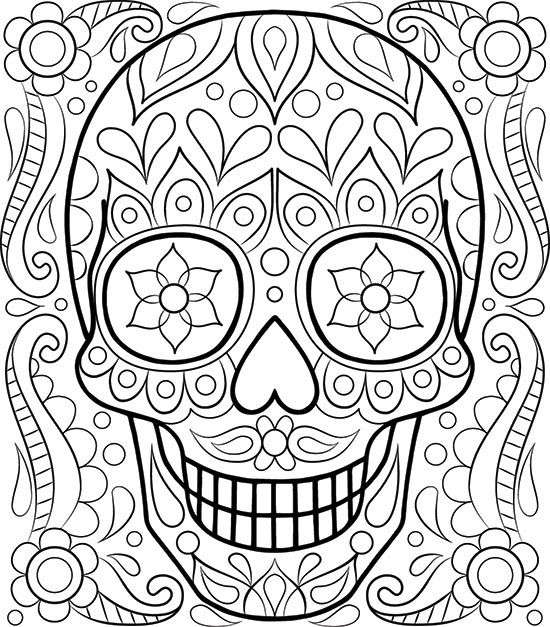 550x627 Unique Free Printable Sugar Skull Coloring Pages Coloring Page - Printable Watercolor Pages