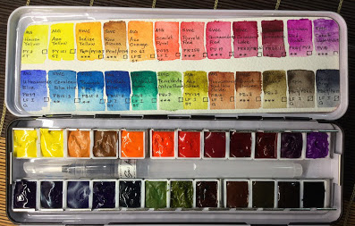 397x253 Pigment And Fiber 24 Watercolor Mixing Chart Shinhan Swc And M - Professional Watercolor