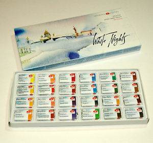 300x281 24 Watercolor Paint Set Professional White Nights 2.5ml Russia - Professional Watercolor