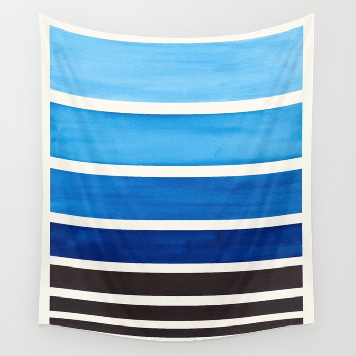 700x700 Prussian Blue Minimalist Watercolor Mid Century Staggered Stripes - Prussian Blue Watercolor